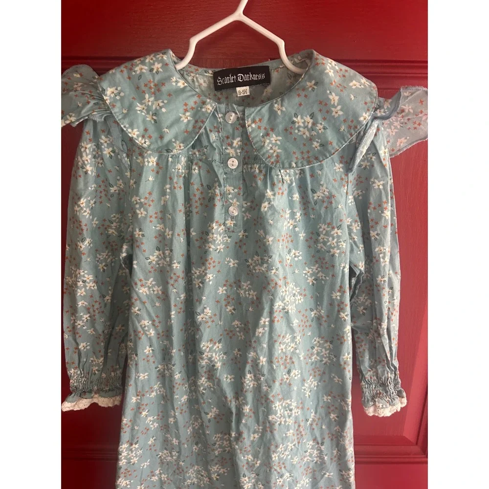 Scarlet Darkness‎ Nightgown Floral Peter Pan Collar Ruffle Cottagecore bin B